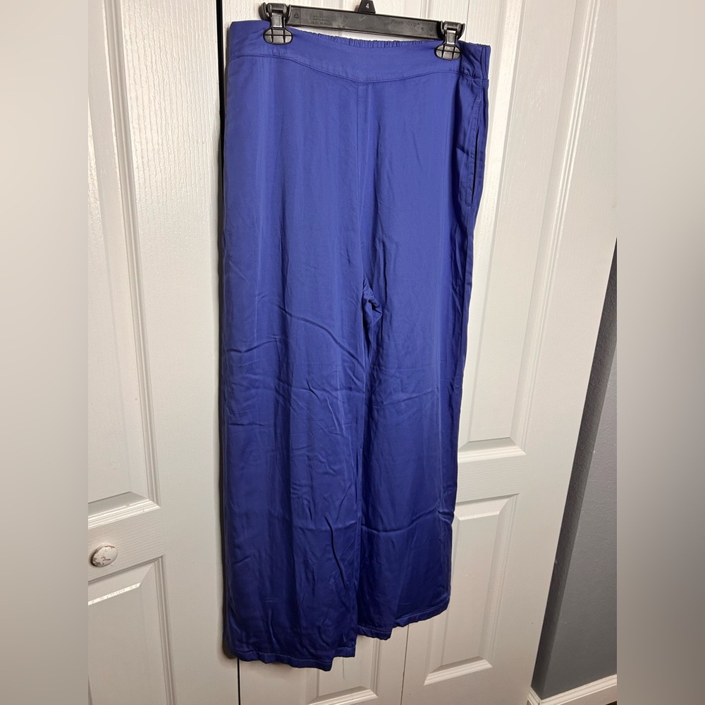 Cloth & Stone Women Large Blue High Rise Wide Leg Pull on Pants Ecovero - Picture 2 of 5